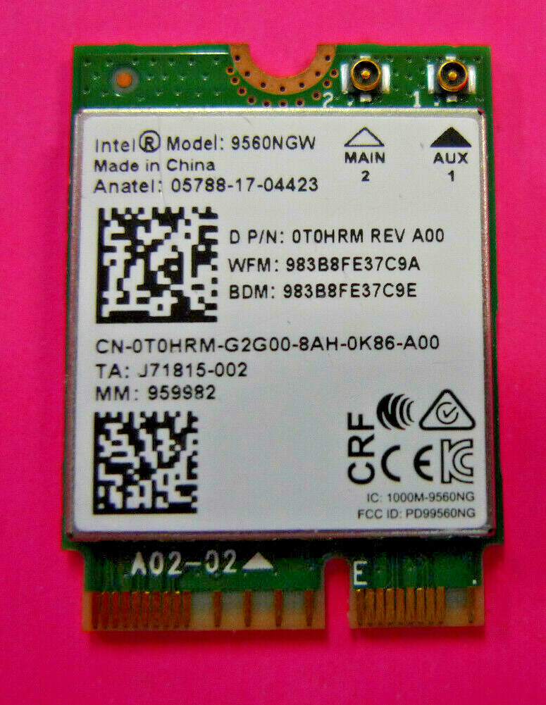 Intel WirelessAC 9560 DualBand 9560NGW A00 Wireless Card Dell T0HRM Pricetronic