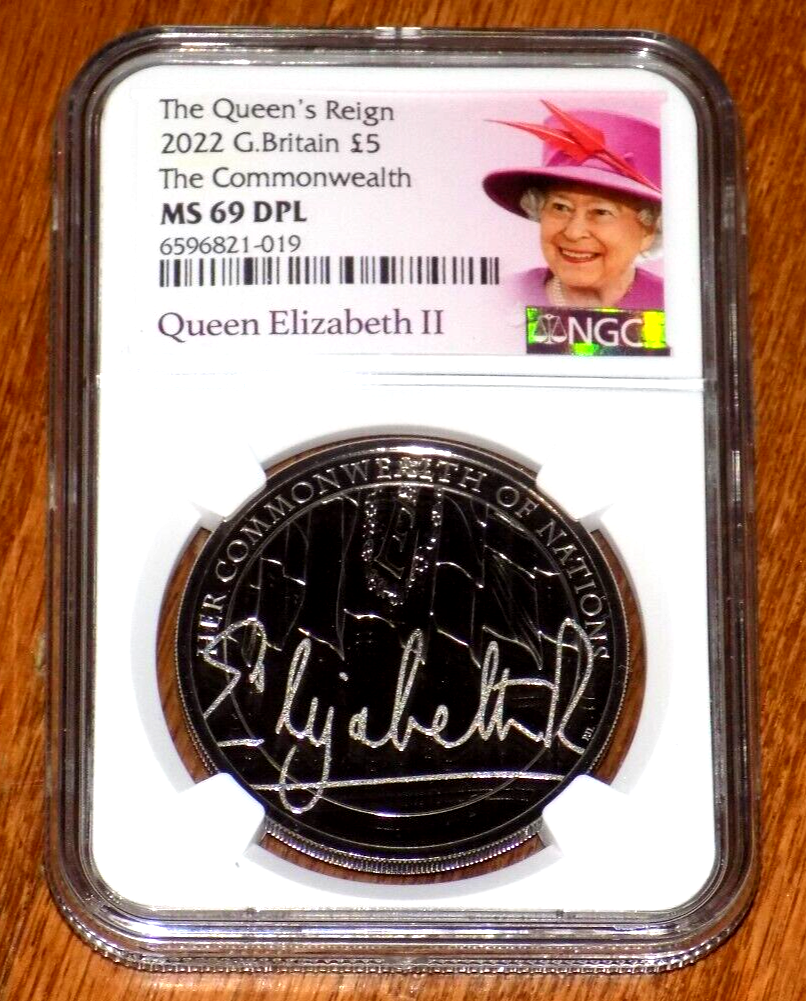 NGC MS69DPL 2022 イギリス £5 Commonwealth NGC 2022 GREAT BRITAIN 5PD QUEEN'S REIGN THE COMMONWEALTH