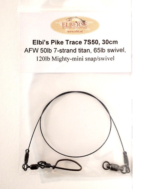 7-Strand Hechtvorfach 50lb Titan 30cm & 65lb Wirbel & 120lb Mighty Mini Snap Afw