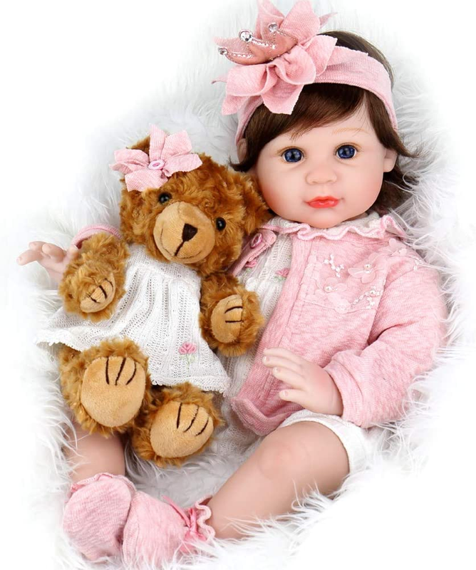 Reborn Baby Dolls - 22 Inch Lifelike Realistic Baby Girl Doll with Feeding Toy A