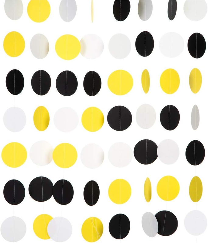 Paper Garland Circle Dots Hanging Decoration, 2.5'' in Diameter,10 Feet (Black,Y