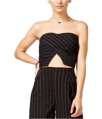 In Awe Of You Womens Pinstriped Strapless Halter Top Shirt