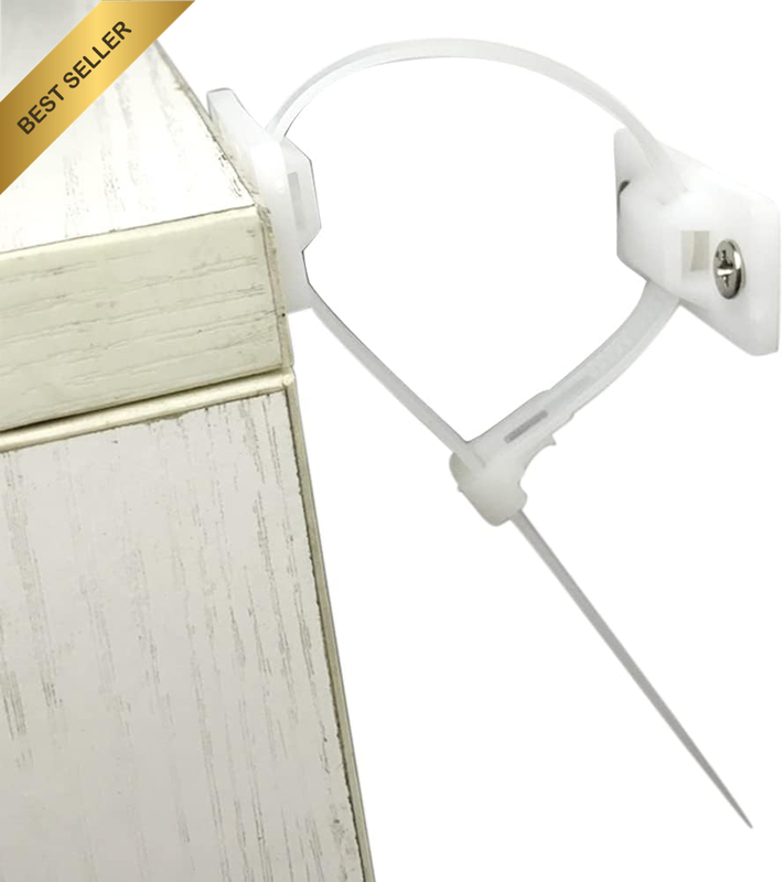 6 Sets Nylon Anti-Tip Furniture Anchor Straps White Attach Furniture to Wall Kee