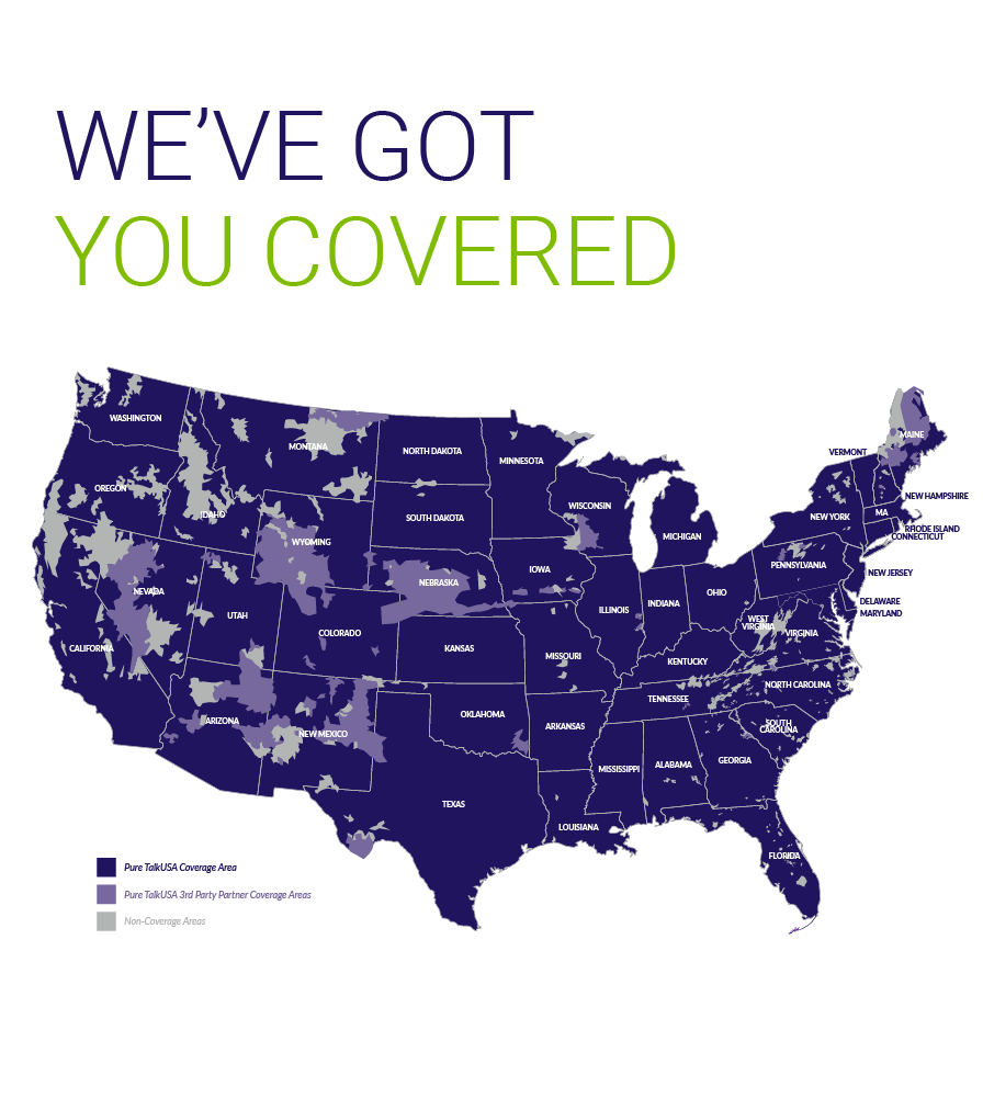 Pure Talk USA 3 in 1 SIM Card - Prepaid - No Contract - Wireless - LTE 4G 3G