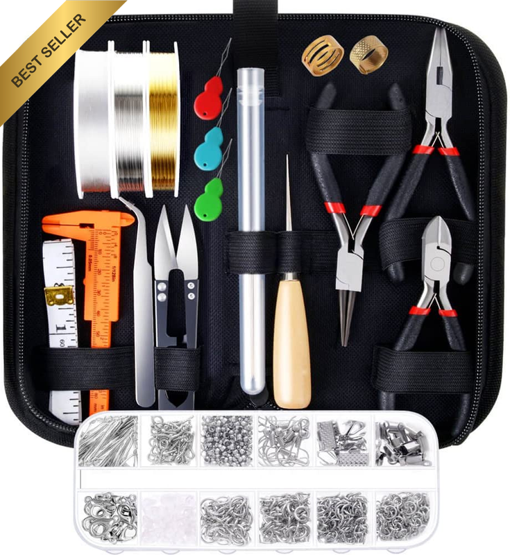 Jewelry Making Supplies Kit with Tools, Wires and Findings for Repair and Beadin