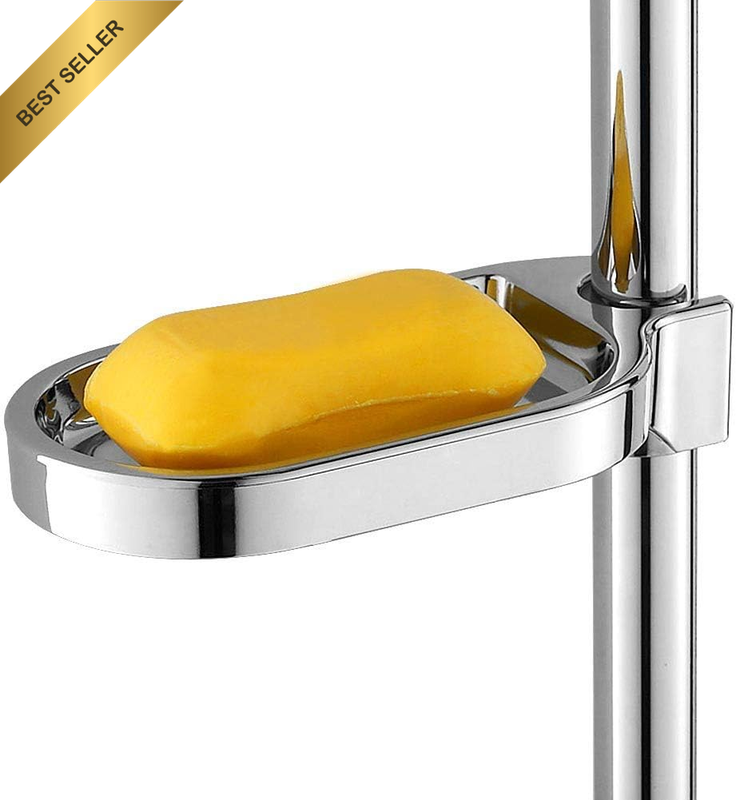 Soap Dish Holder for Shower Slide Bar, ABS Material Adjustable Bathroom Rack Org
