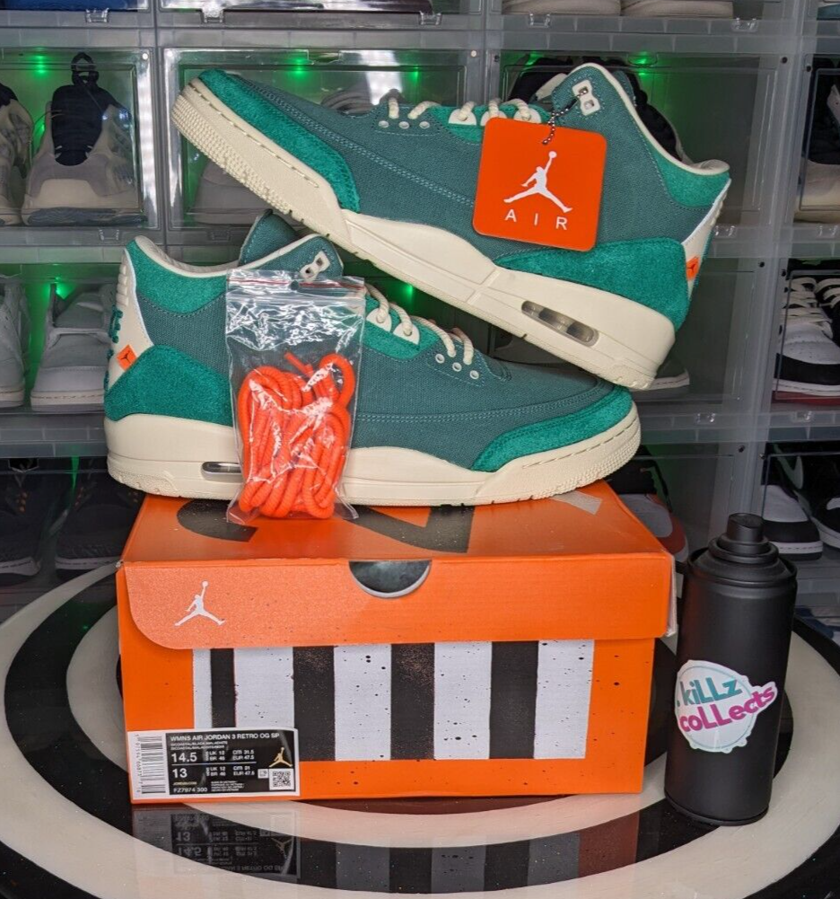 Pre-owned Jordan Size 13m/14.5w - Nina Chanel Abney X Air  3 Retro Sp Bicoastal In Green