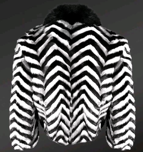 Pre-owned Handmade Man's Real Mink Fur Golden Black Zic Zac Design Jacket Coat All Sizes Pre Sale