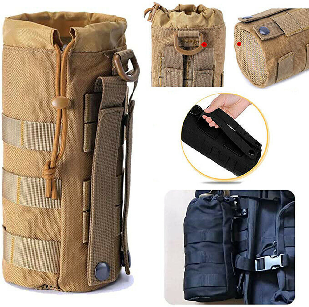 Outdoor Tactical Molle Water Bottle Bag Military Hiking Belt Holder Kettle Pouch
