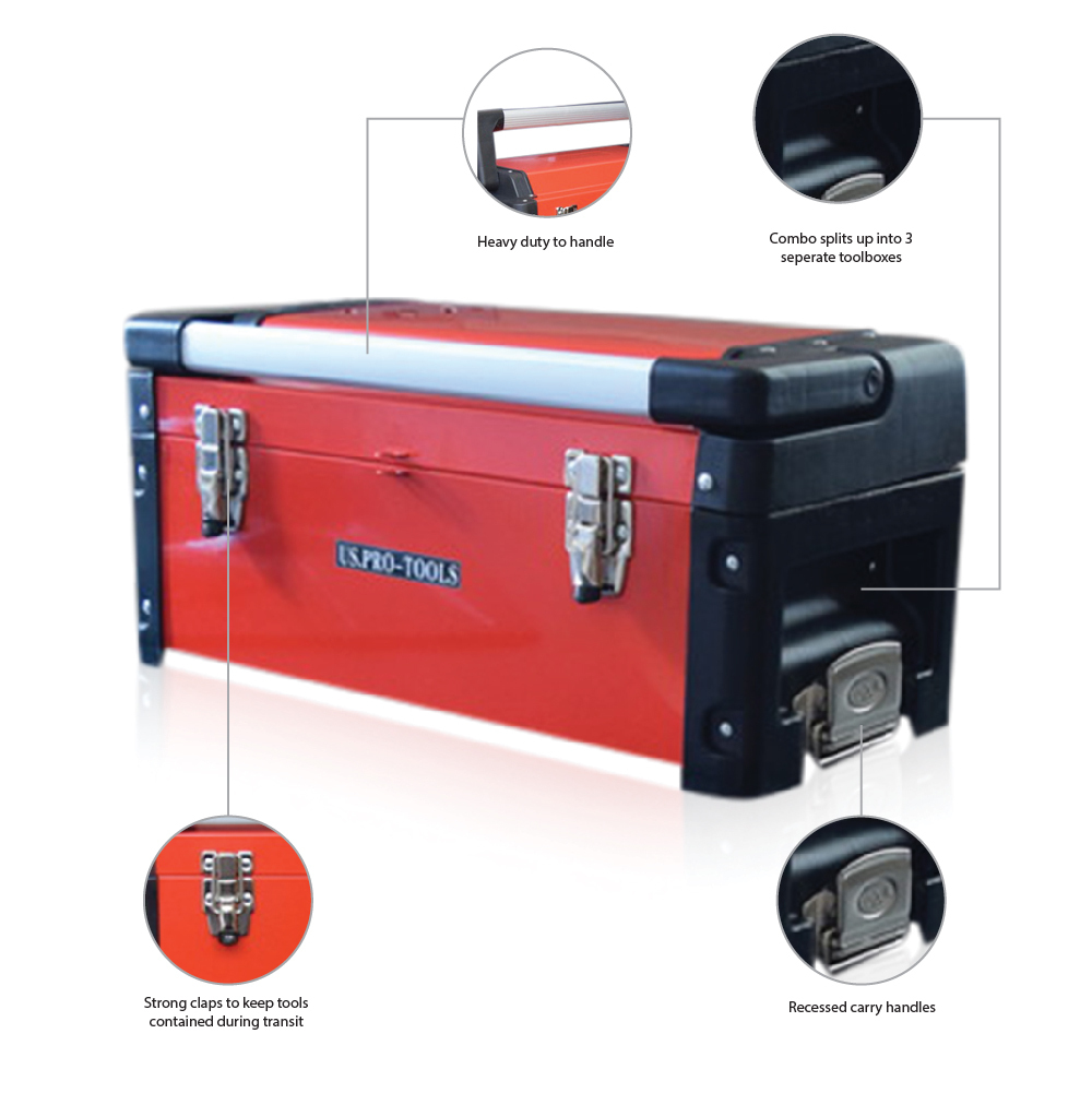 US PRO Tools 3 IN 1 Mobile Rolling Chest Trolley Cart Wheels