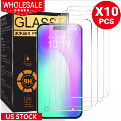 Wholesale LOT iPhone 16 15 14 13 12 11 Pro Max 8 Tempered Glass Screen Protector