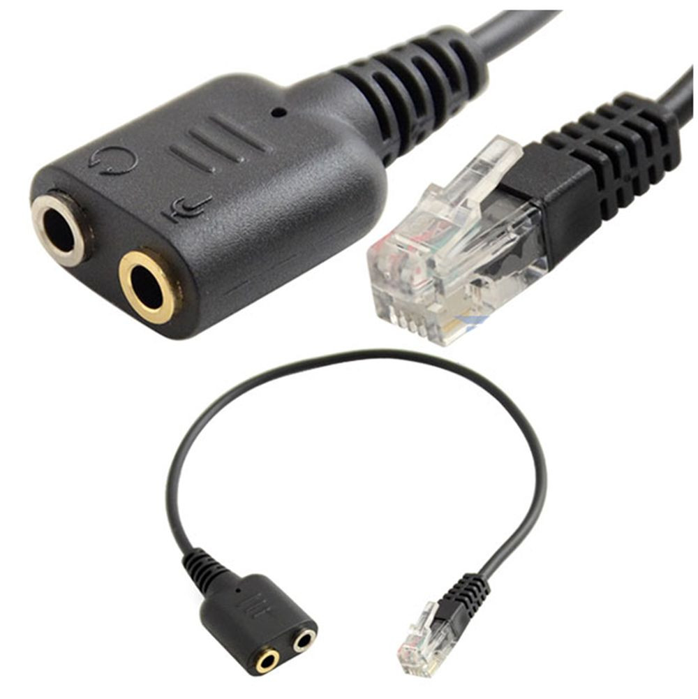 Headset Audio Cable Dual 3.5mm To RJ9 Rj11 Plug Adapter Converter For