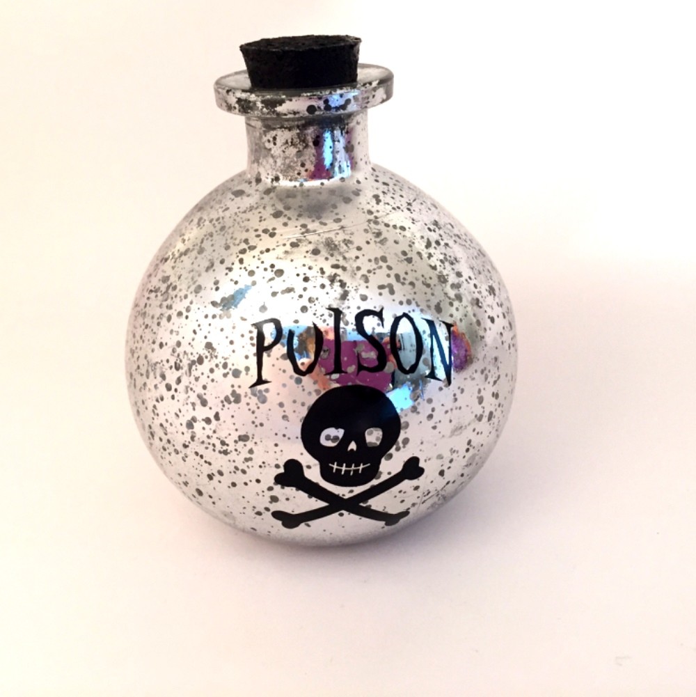 New Halloween Decorative Glass Bottles.  Set Of 3