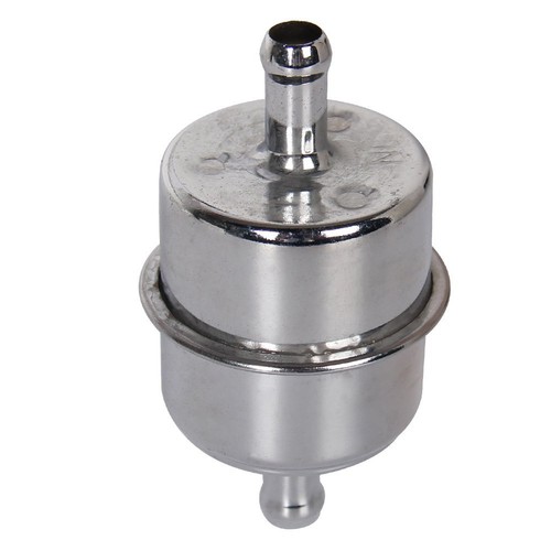3/8" Fuel Filter InLine Hose Chrome Canister Carbureted High Flow For