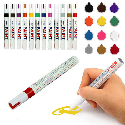 12Pcs Waterproof Permanent Paint Marker Pen Car Tyre Tire Tread Rubber Colorful
