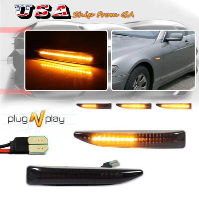 2X Dynamic LED Side Marker Signal Blinker Light For 2002-2008 BMW 745i 750i 760i