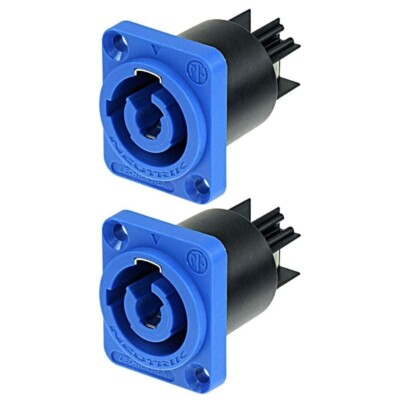 (2) Two Original NEUTRIK NAC3MPA-1 PowerCON ''IN'' BLUE Chassis Panel Mount Power