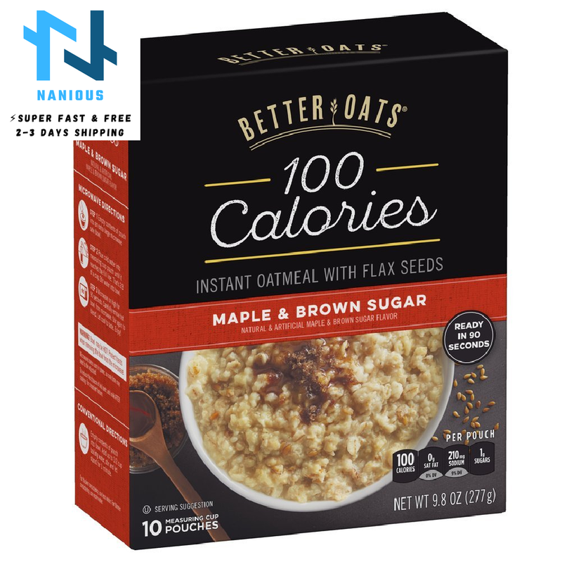Better Oats 100 Calories Maple & Brown Sugar Instant Oatmeal , (Pack of 6)