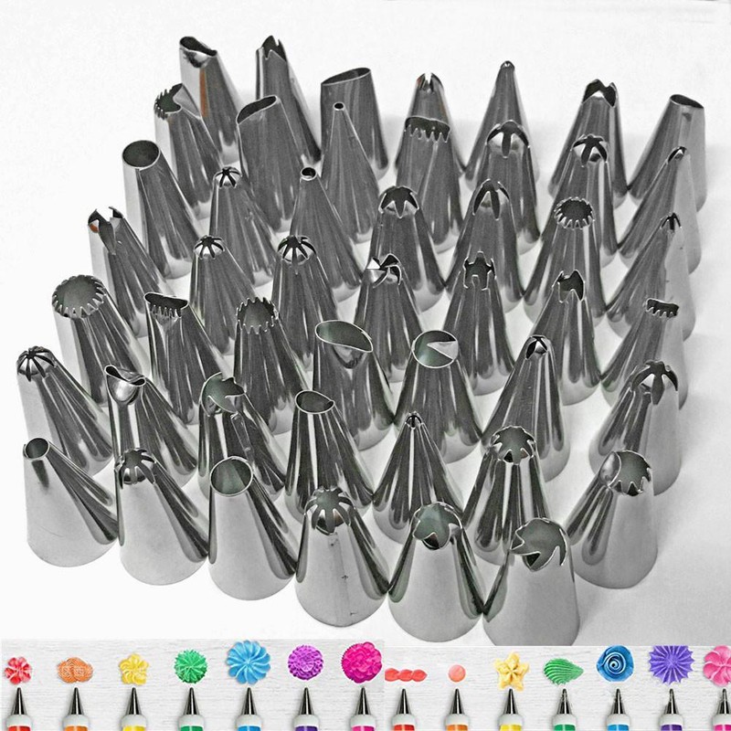 24//48Pcs Icing Piping Nozzles Tips Cake Sugarcraft Pastry Decor Baking Tools Kit