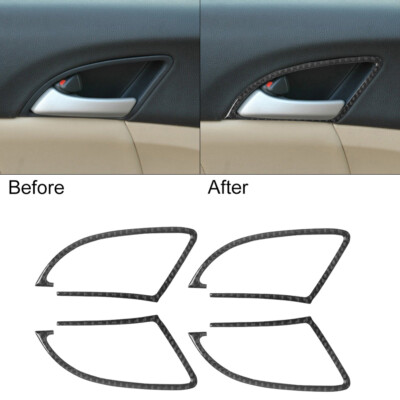 4pcs For Honda Accord Sedan 2008-12 Carbon Fiber Door Handle Frame Cover Trim