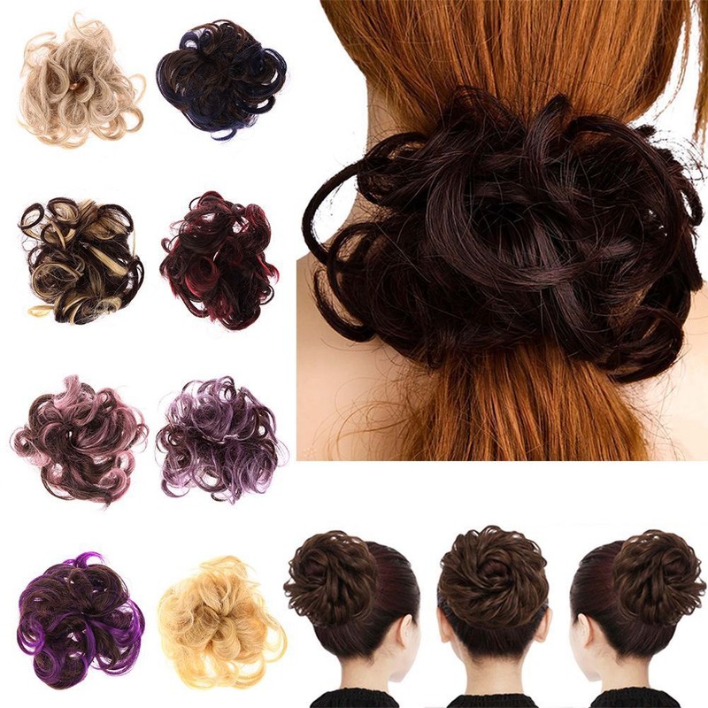 Womens Girls Messy Hair Scrunchie Natural Easy Bun Hair Piece Up