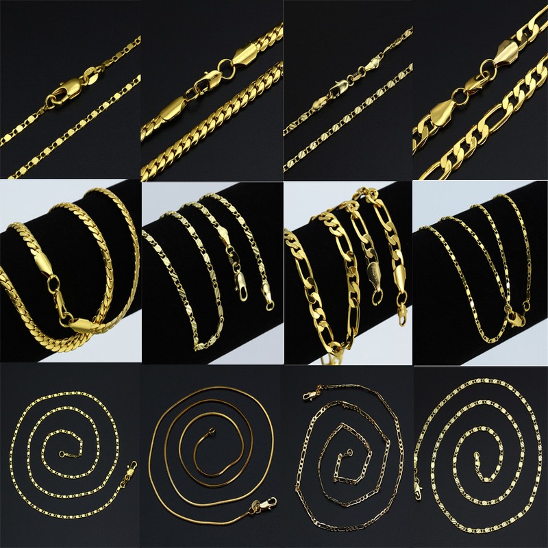 18K IP Gold Plated Solid FIGARO CHAIN 316L Stainless Steel Men/'s Link Necklace