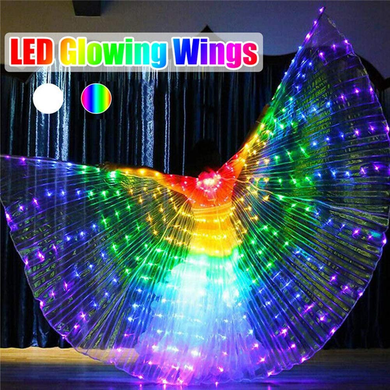 Wings LED Belly Dance Wing Glow Light up Wing with Telescopic Sticks