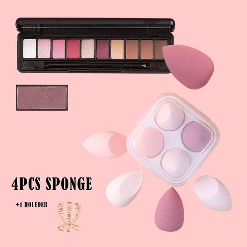 5 Pcs Makeup Sponges Set - 4 Beauty sponges Blending Blenders with 1 Holder and