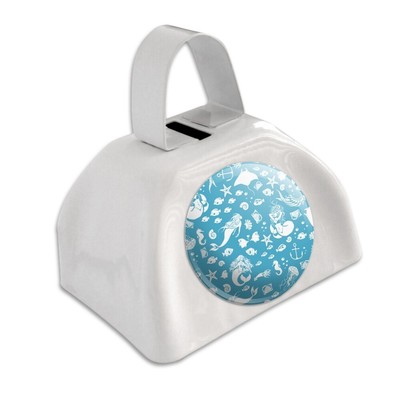 Blue Mermaid Pattern Seashells Fish Cowbell Cow Bell Instrument