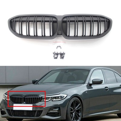 Double Slat Grill Matte Black Car Front Kidney Grille For BMW 3 Series G20 19-20