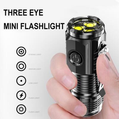 Three-Eyed Mini Flashlight Flash Super Power Waterproof Outdoor Gift