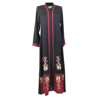 Women's Floral Embroidery and Full Body Zipper Black and Red...