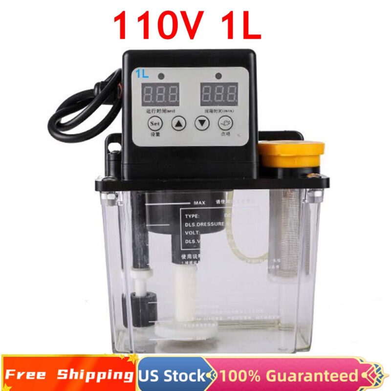 110V 1L Electric Dual Digital Display Automatic Lubrication Pump Oiler NC Pump