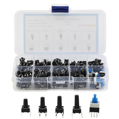 180pcs 10 Value Momentary Tactile Push Button Switch Set  Tact Assorted Kit