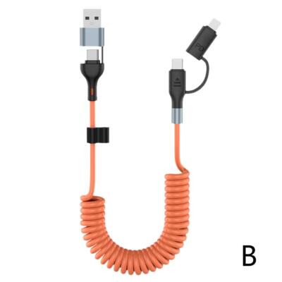 Super Cord Coiled Spring USB Data Cable 66W Telescopic Retrac W1B7