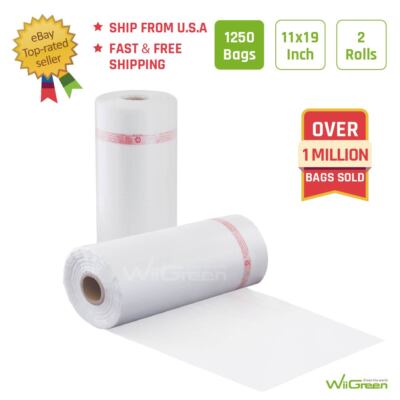 HDPE Plastic Fruit Vegetable Food Produce Bag in roll 11x19 2 Roll 1250 Bags