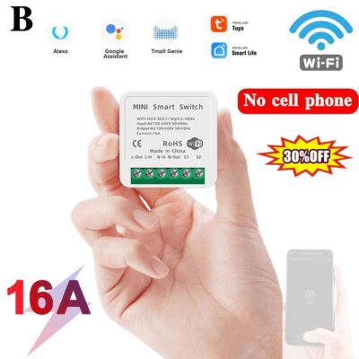 16A MINI Wifi Smart Switch Timer Wireless Switches for Tuya Alexa Home