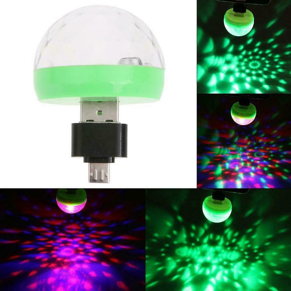 2xMini Android USB RGB LED Stage Lamp Voice Control Disco Ball Lights Xmas Party