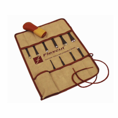 FLEXCUT SK107 Craft Carver Set w/Tool Roll & Carving Blank - 10 Blades & Handle