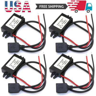 4x DC 12V to 5V 3A 15W Step down USB converter Regulator Adapter For Car Charger