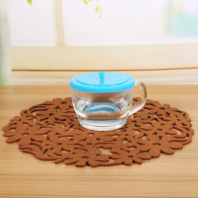 1PCS Round NOn woven Placemats Table Mat Felt Dining Tablemats Brown