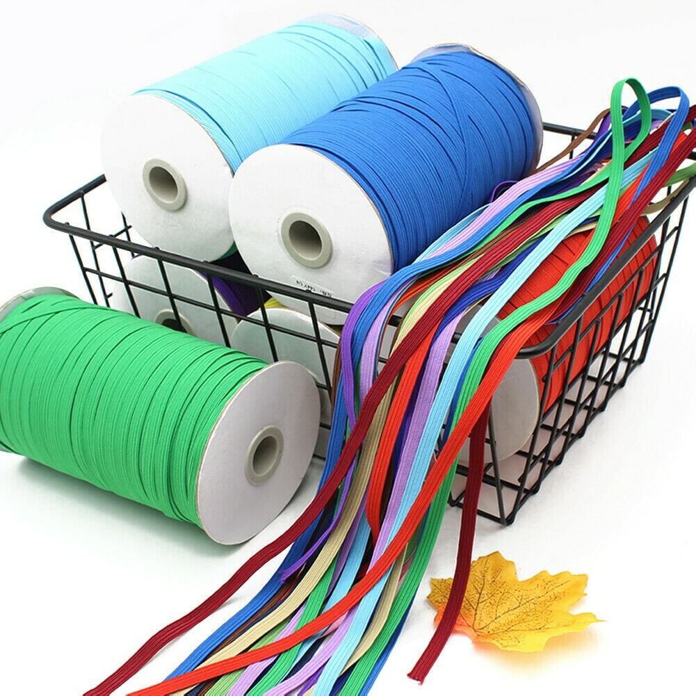 6mm Flat Elastic Band Stretch Cord Rope Costume DIY Woven Sewing Trouser