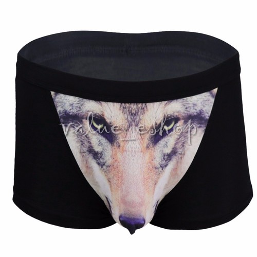 cotton shorts underpants mens sexy 3D wolfOwl underwear boxers brief ...