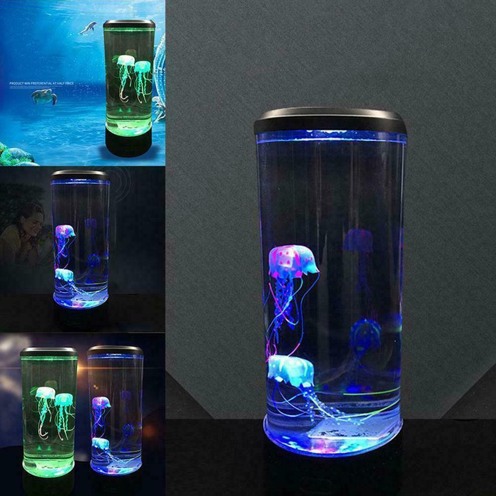 Quallen Aquarium Tank LED Wasserlampe Stimmung Licht Stil Schreibtisch H5A9