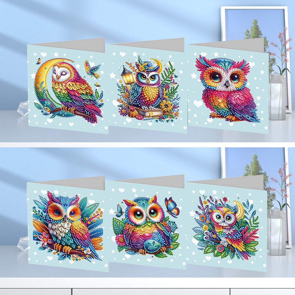 6Pcs Animal Plant Diamond Mosaic Festival Gift Cards Birthday Gift for Friend
