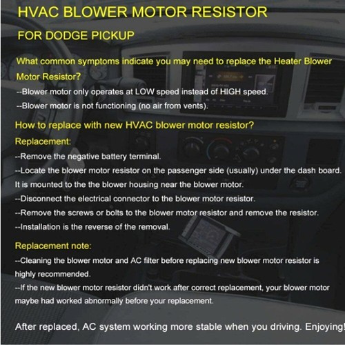 For 1994-2008 DODGE RAM Heater AC HVAC Blower Motor Fan Resistor 1500 2500 3500