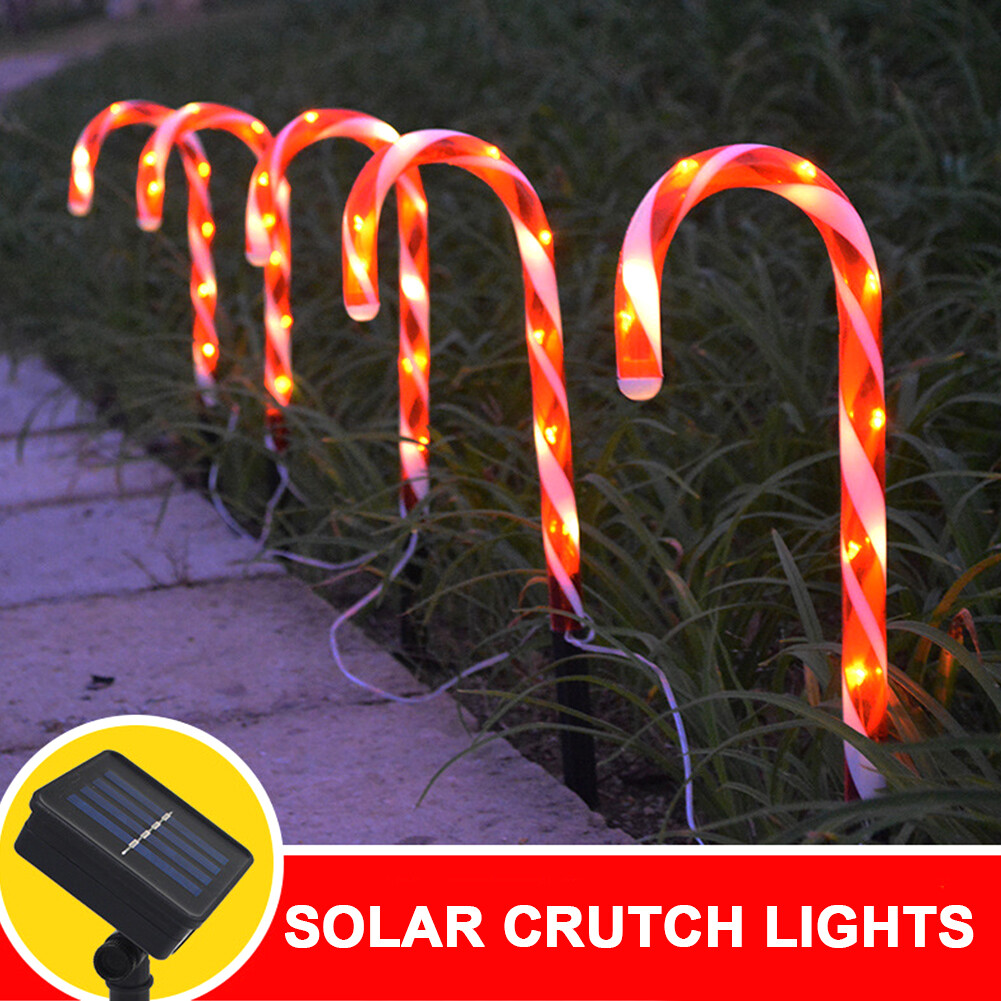 Solar Power Christmas Candy Cane Pathway Lights LED Outdoor Garden