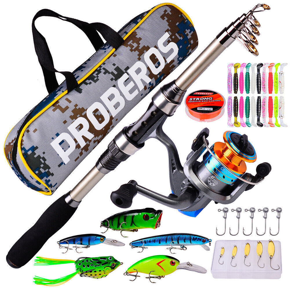 Telescopic Fishing Rod Spinning Reel Set Combo Full Kit Carbon Fiber Rod Pole