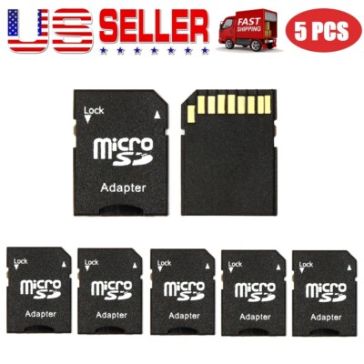 5 PCS Micro SD TransFlash TF Memory Card Adapter Convert To Standard SDHC Card