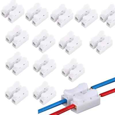 Push Quick Wire Cable Connector, 100Pcs 10A 220V 2 Pin Push-In Spring Loaded Ele